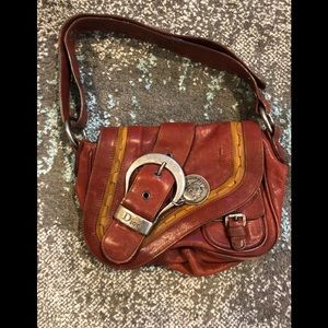 Brick red Christian Dior small gaucho bag